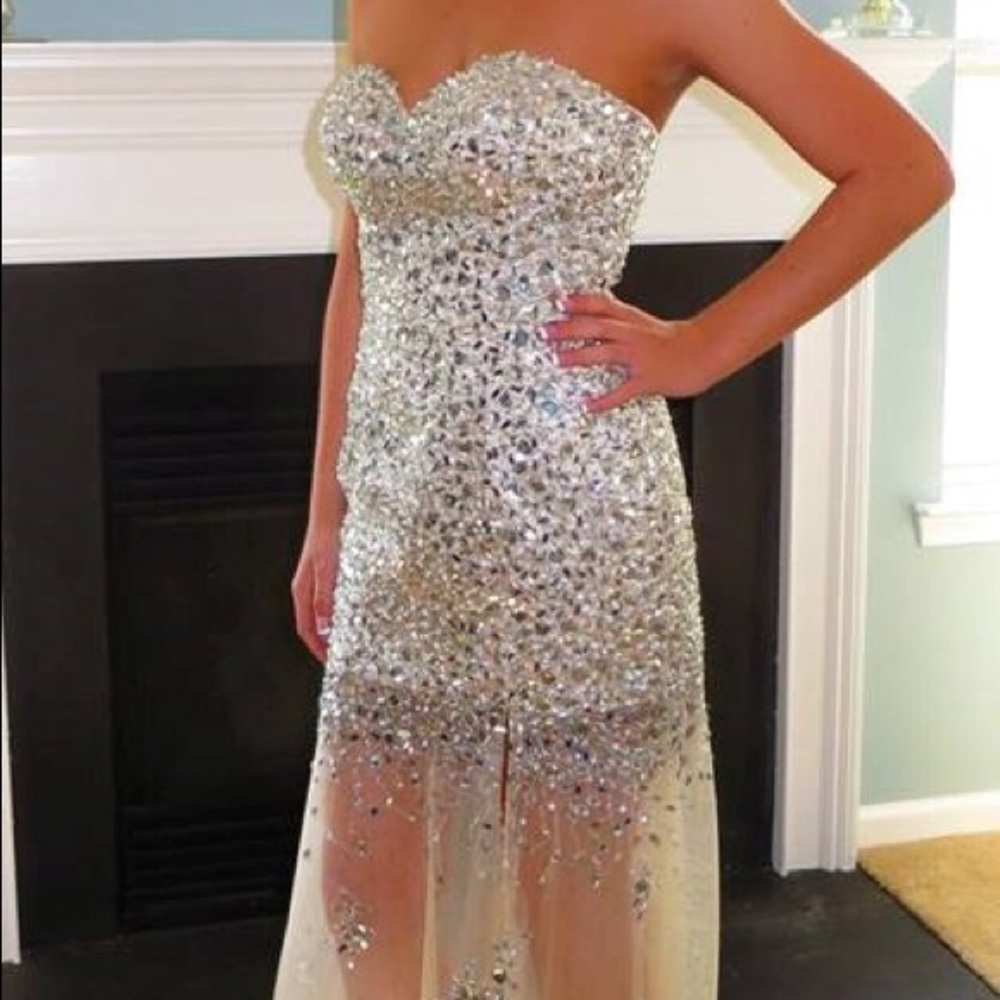 Stunning Silver Sequin Long Prom Dress