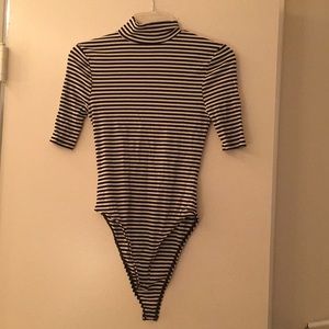 Never worn Topshop striped turtleneck bodysuit