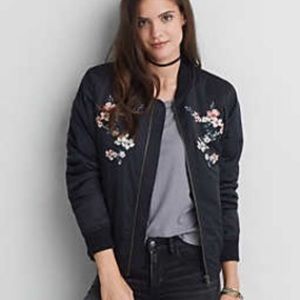 black floral bomber