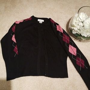 Long Sleeve Argyle Button Down Sweater