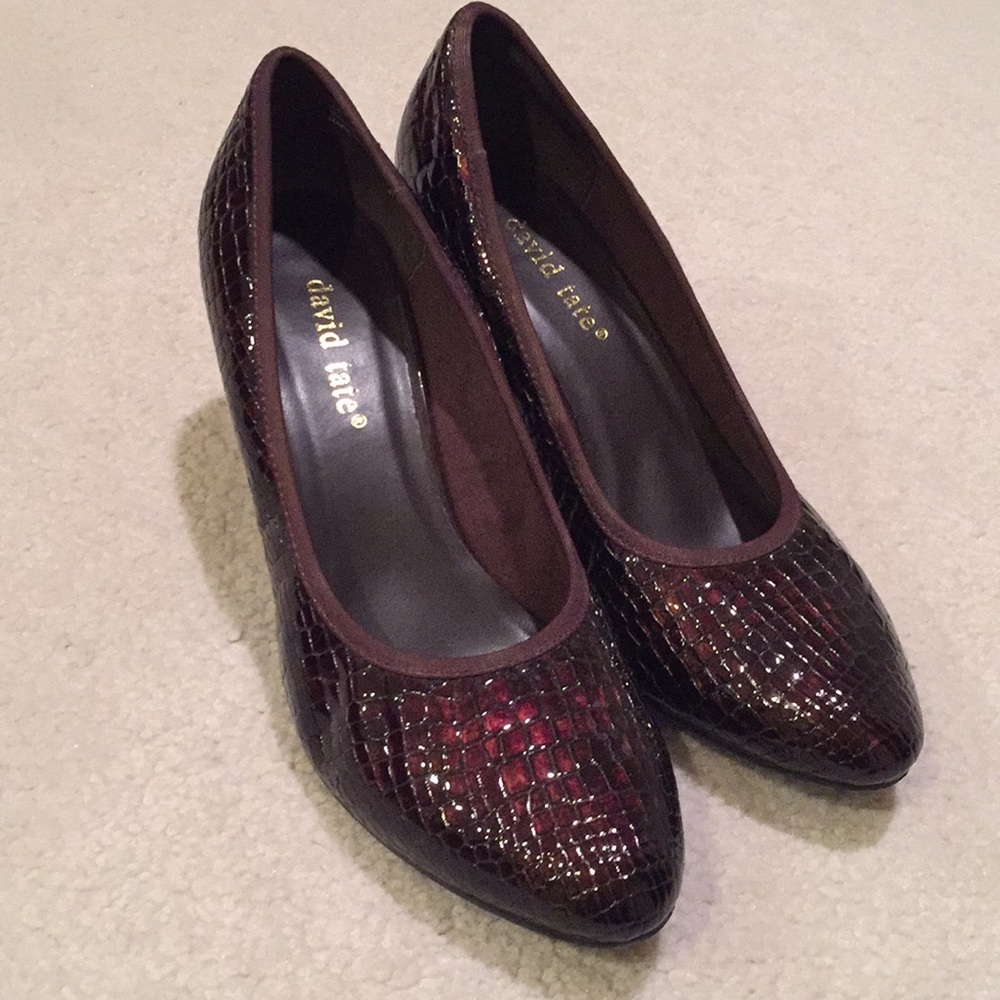 David Tate Faux Croc Pumps