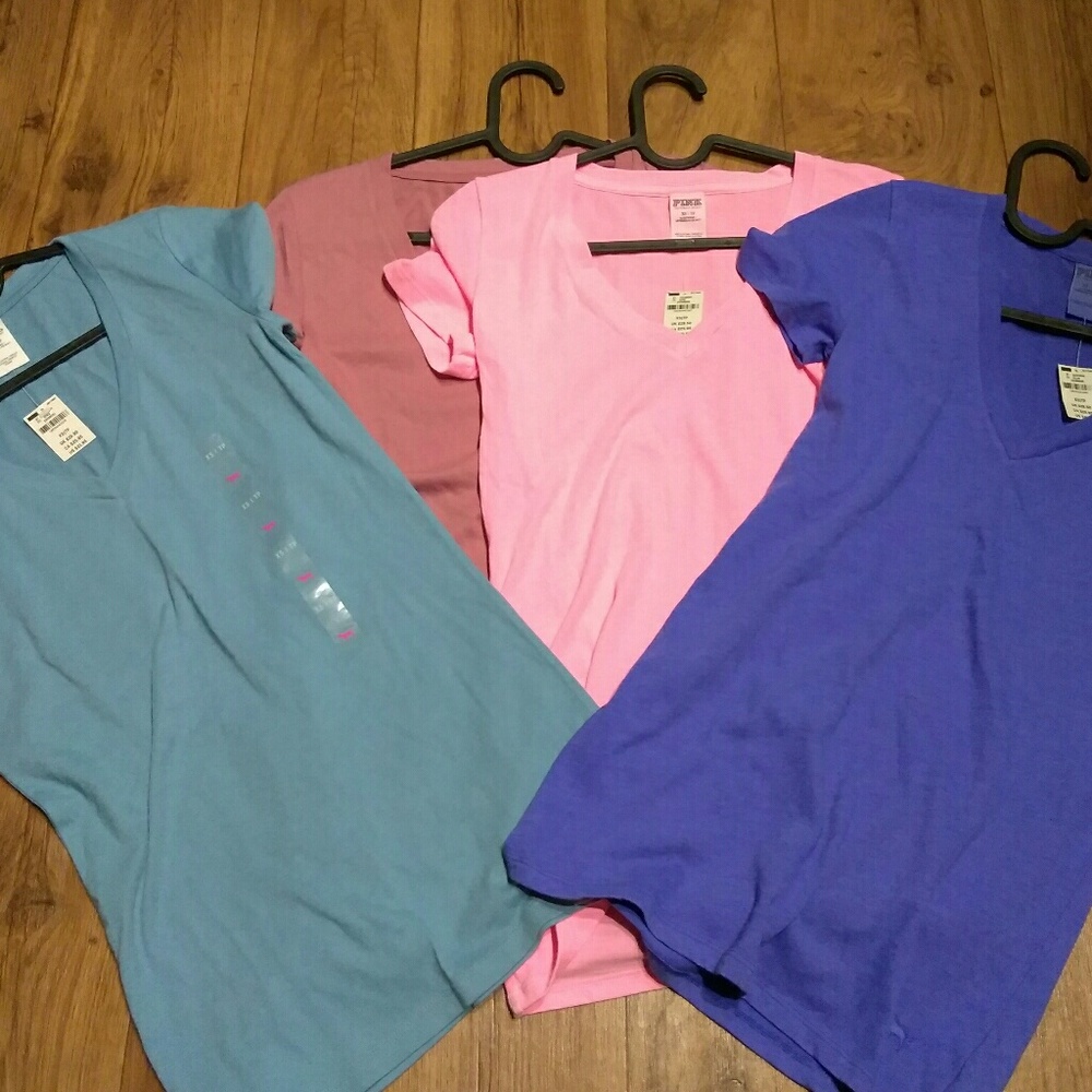 🆕 4 Victoria's Secret PINK tee shirt bundle 🎉