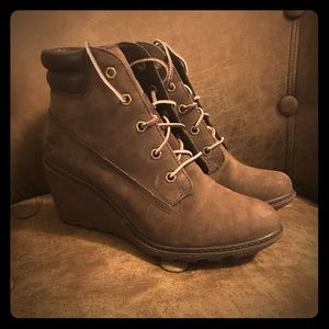 Timberland  brown leather wedge boot size 6.5
