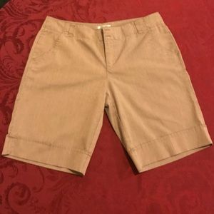 Tan and White Pinstriped Shorts