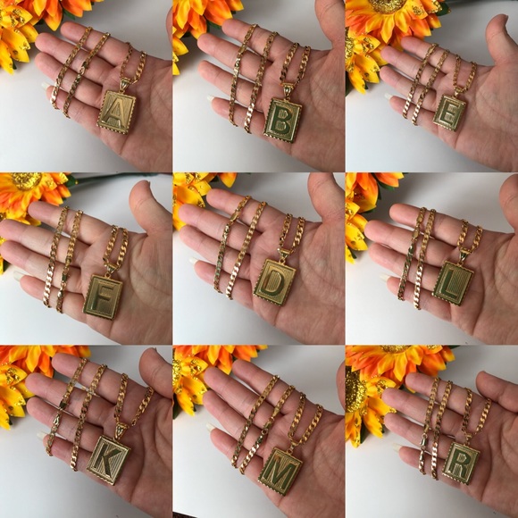 “D” 18k Yellow Gold Filled Unisex Initial Necklace - Picture 4 of 5