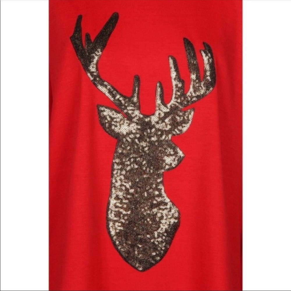 Sequins Reindeer French Terry Top - Picture 3 of 3