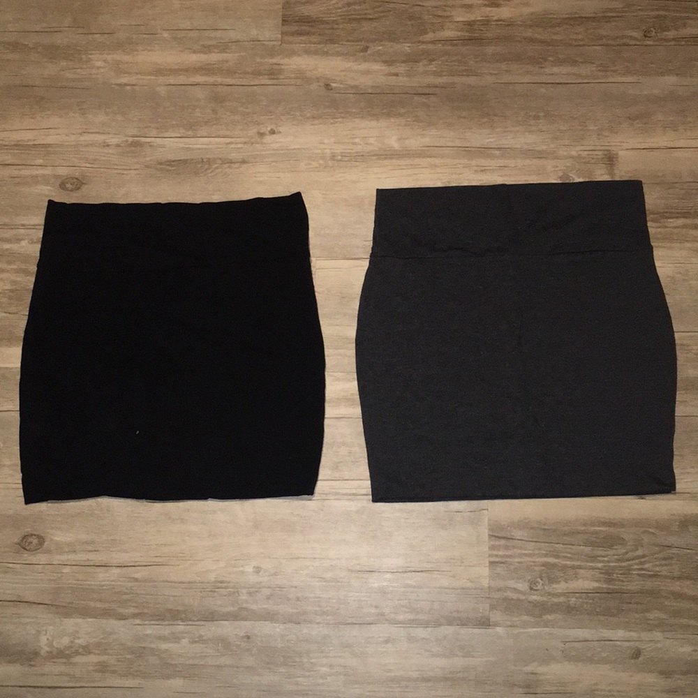 two for one👍🏻 gray + black cotton mini-skirt