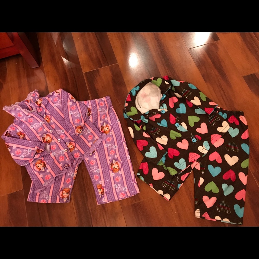 💜Lot of 2 Pajama Sets. Disney & Carters 12 Months