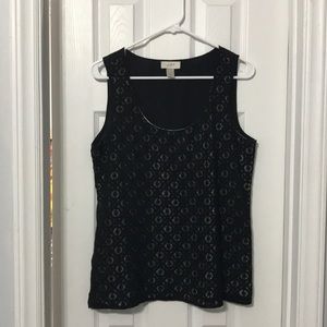 Crocheted black tank top (LOFT)