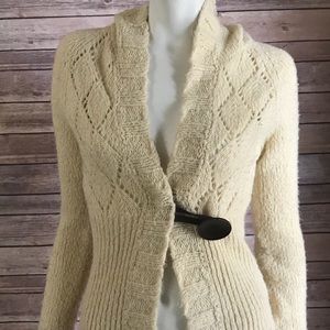Free People Toggle Off White Wool Sweater