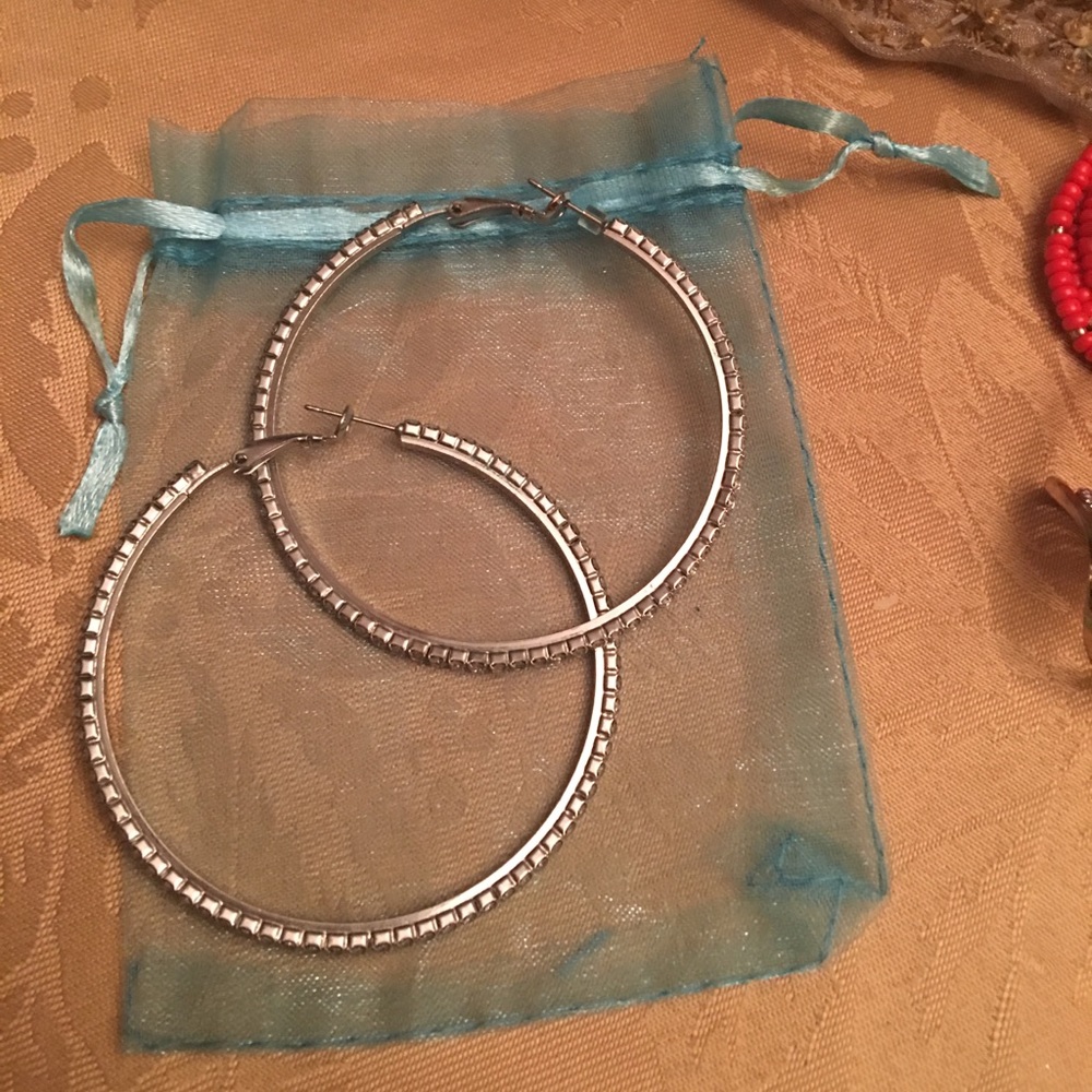 Large Hoop studded stone  earrings