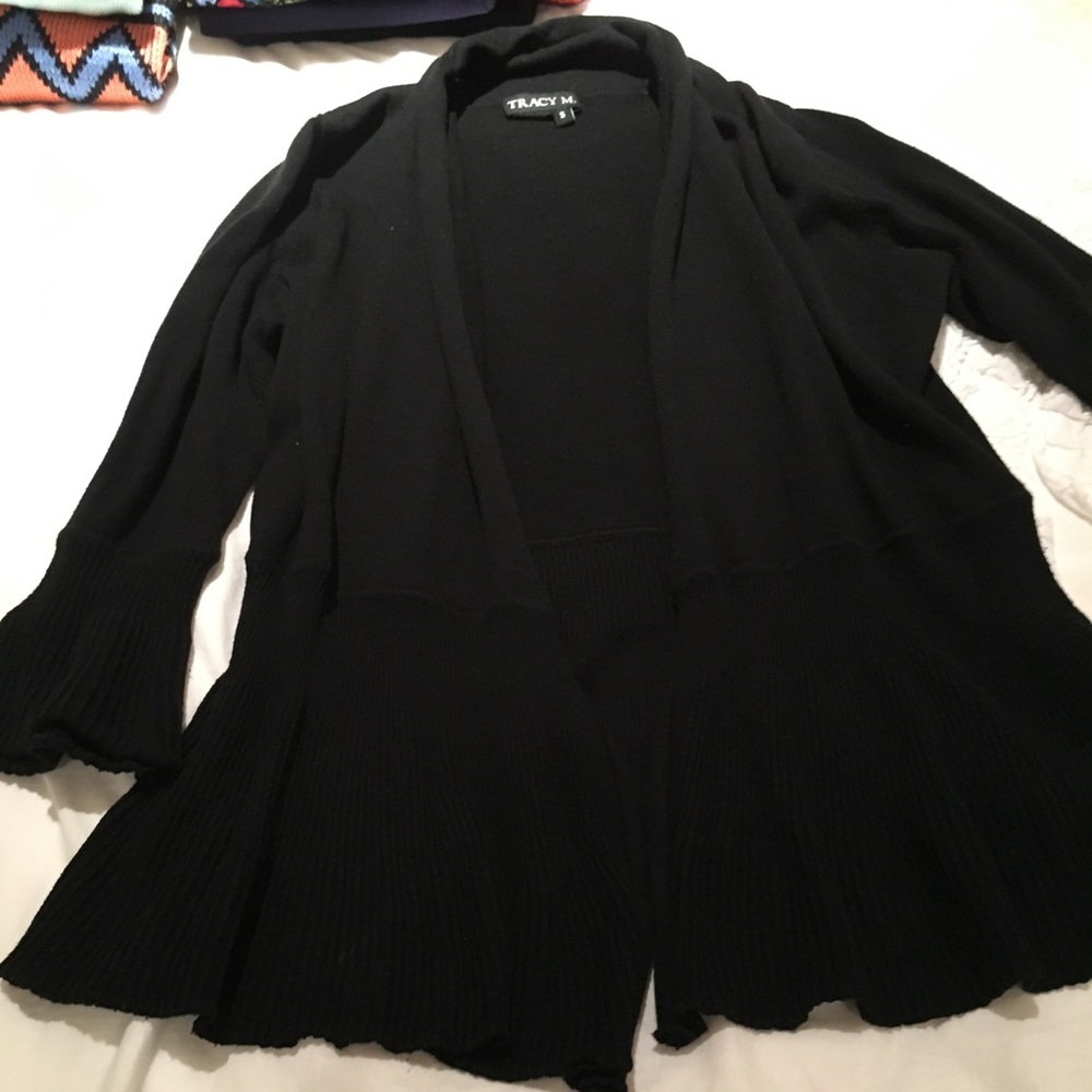 Tracy M black bell sleeve cardigan