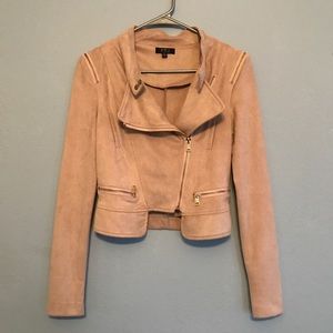 Blush Suede Biker Jacket