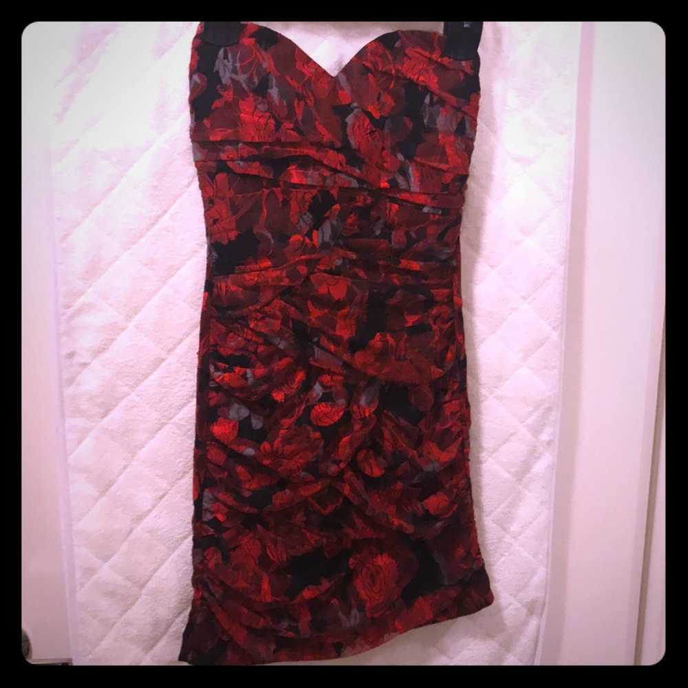Black and Red rose print lace dress from Windsor