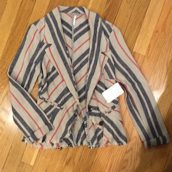 Nwt Free People Striped Linen Blazer 