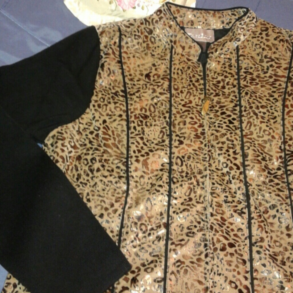 Metallic Animal Full Zip Sweater NWT