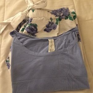 Blue and white floral PJ set