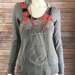 Free People Aztec Print Grey Hoodie Size Small