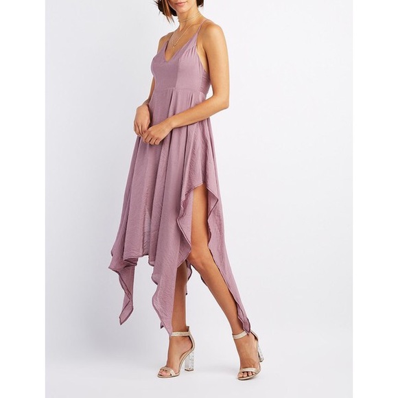Whimsical Mauve Satin High and Low Dress - Picture 1 of 2