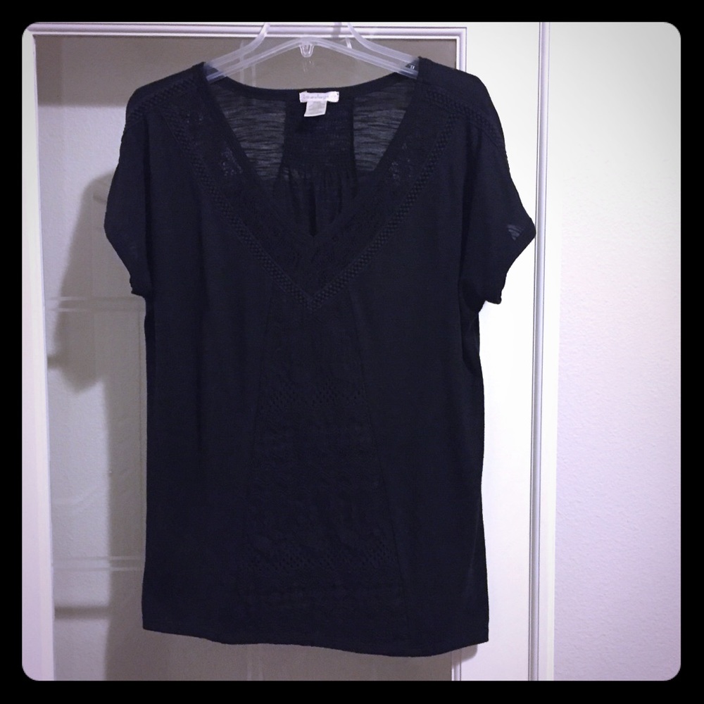 Black Tee w/ Lace Insert