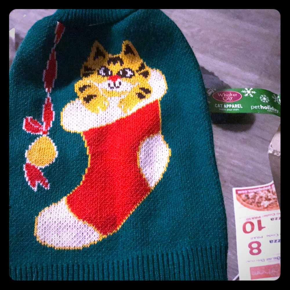 Cat Green Holiday Christmas Sweater NWT