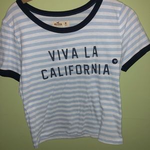 BRAND NEW WHITE & BLUE STRIPED HOLLISTER CROP TOP