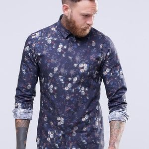 Noose & Monkey Skinny Shirt In Floral Print