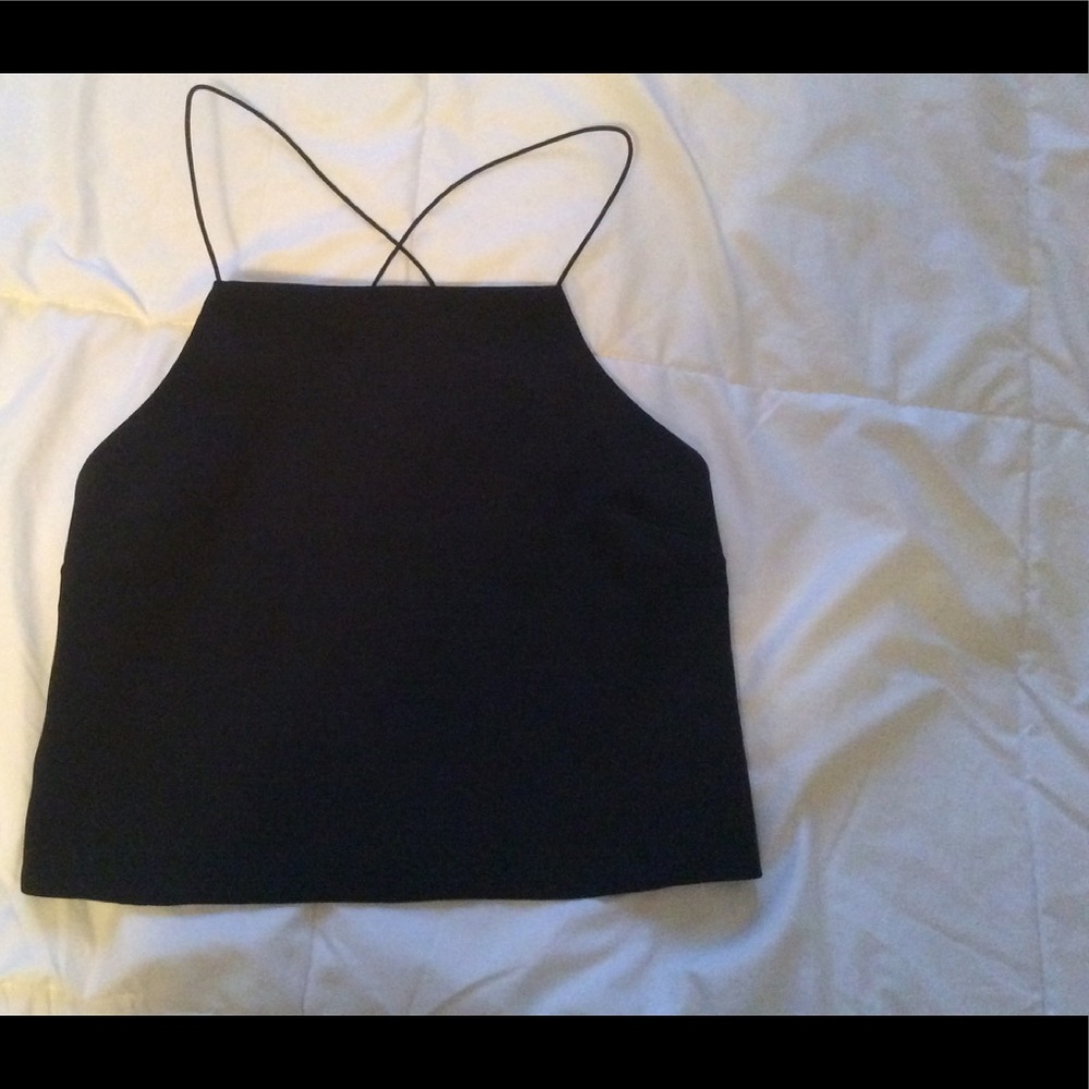 Backless black crop top