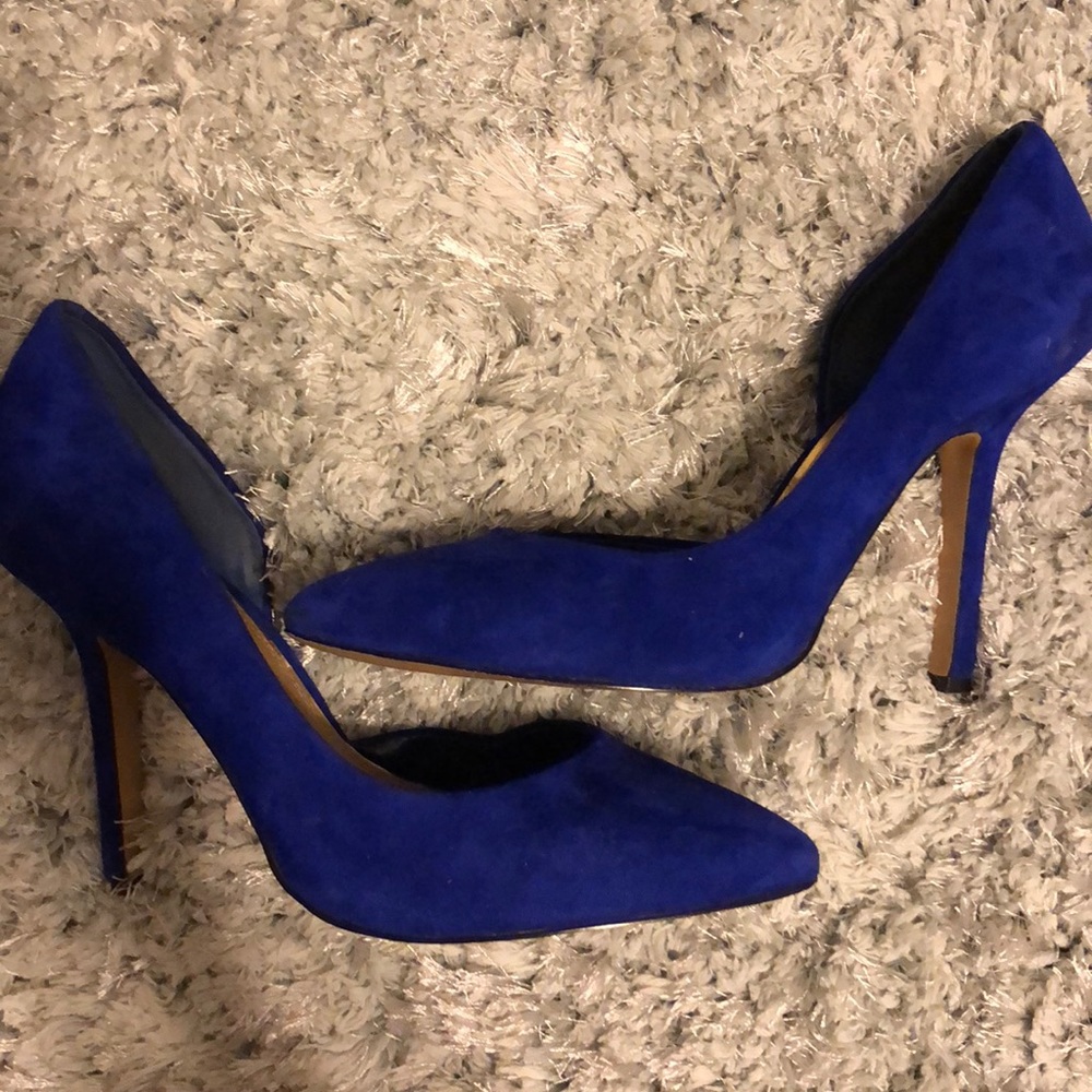 suede blue heels