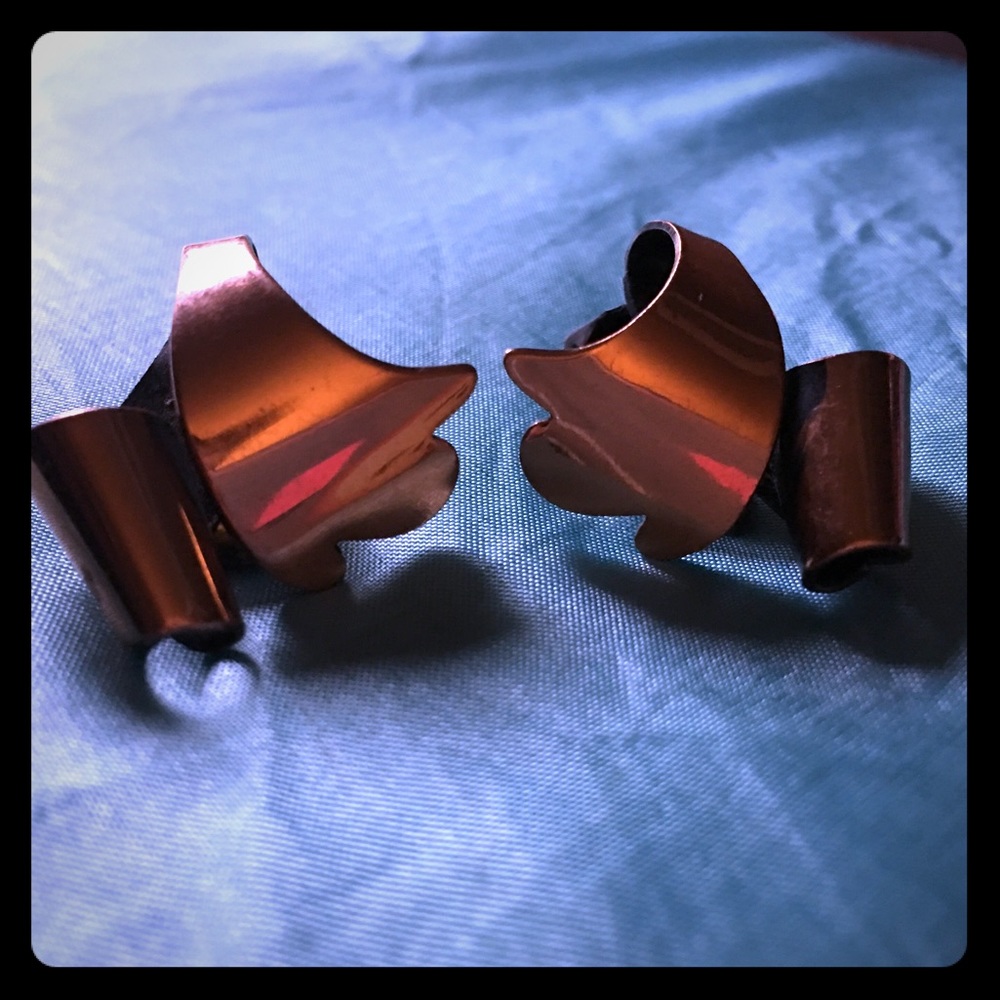 Copper metal pure clip earrings vintage beautiful