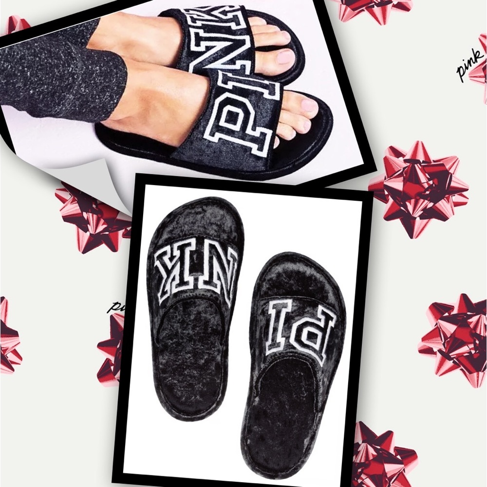 Victoria’s Secret PINK Velvet Slippers MEDIUM 7/8