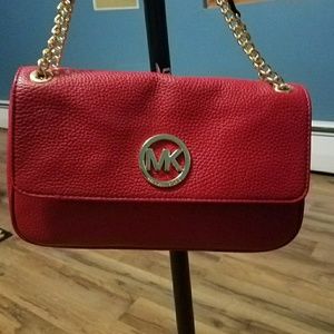NWT Michael Kors Red Fulton Small Shoulder Flap