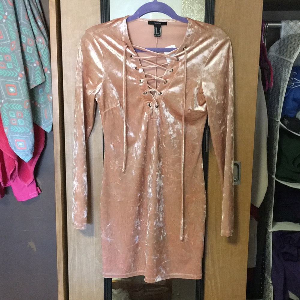 Blush Velvet Cocktail Dress Medium