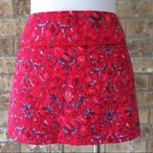 Red Quilted Mini Skirt