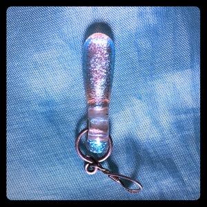 Aurora glass pendent. Silver toggle vintage.