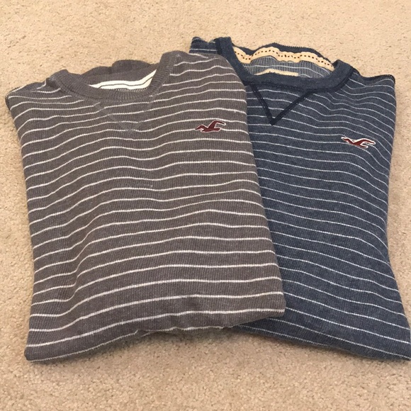 Hollister Mens Long Sleeve Waffle Tees Bundle of 2 - Picture 1 of 3
