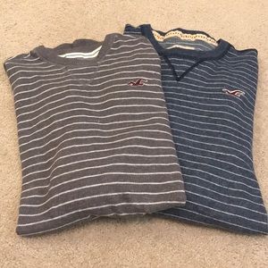 Hollister Mens Long Sleeve Waffle Tees Bundle of 2