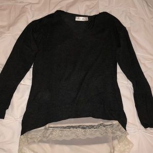 Sale‼️ Grey VNeck Sweater with Lace Bottom
