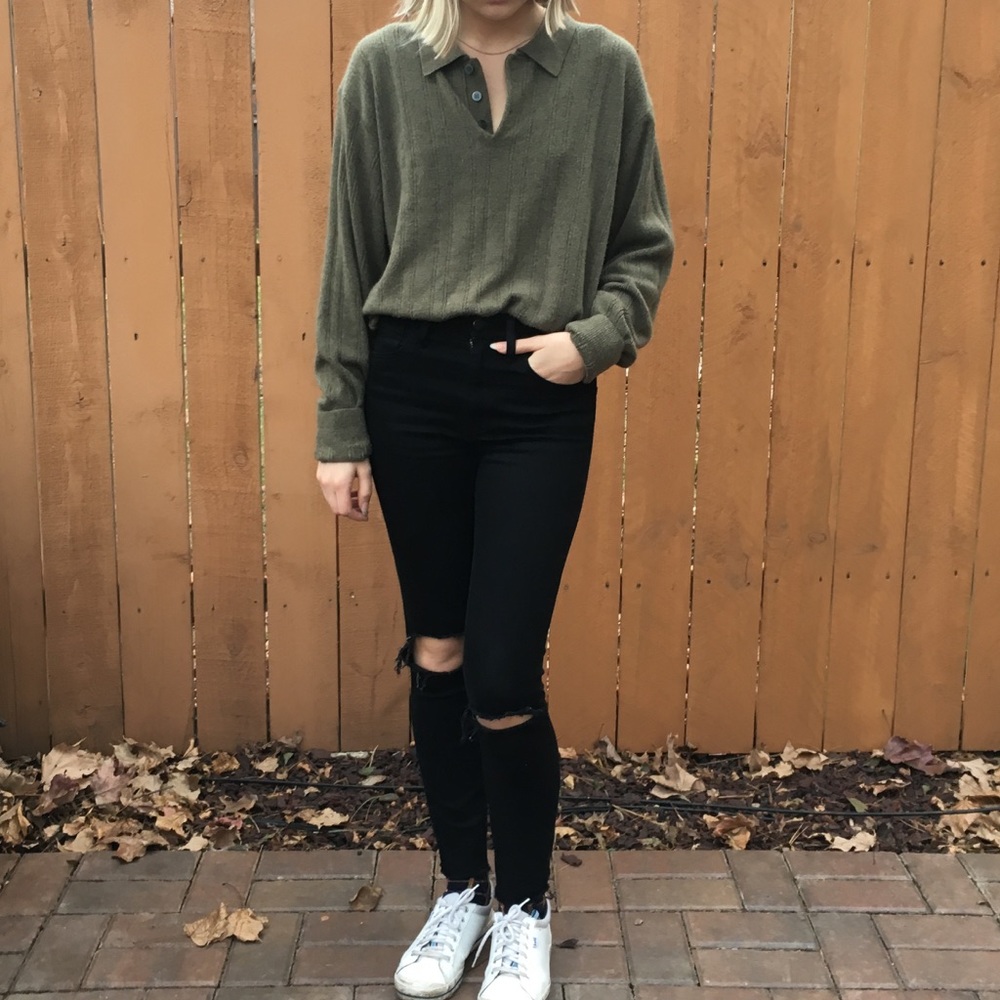 Vintage Cotton Henley Sweater - Picture 2 of 4