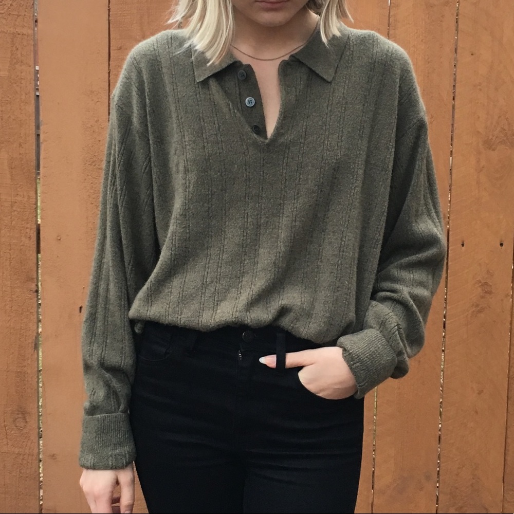 Vintage Cotton Henley Sweater - Picture 3 of 4