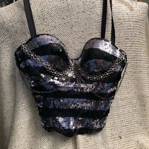 SEQUINED BODICE CROP TOP