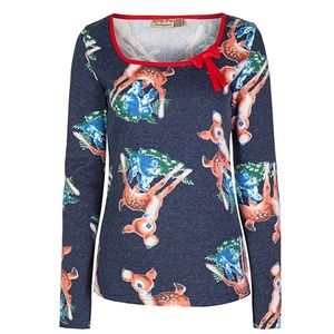 NWT Lindy Bop Deer Print Vintage Pin Up Top