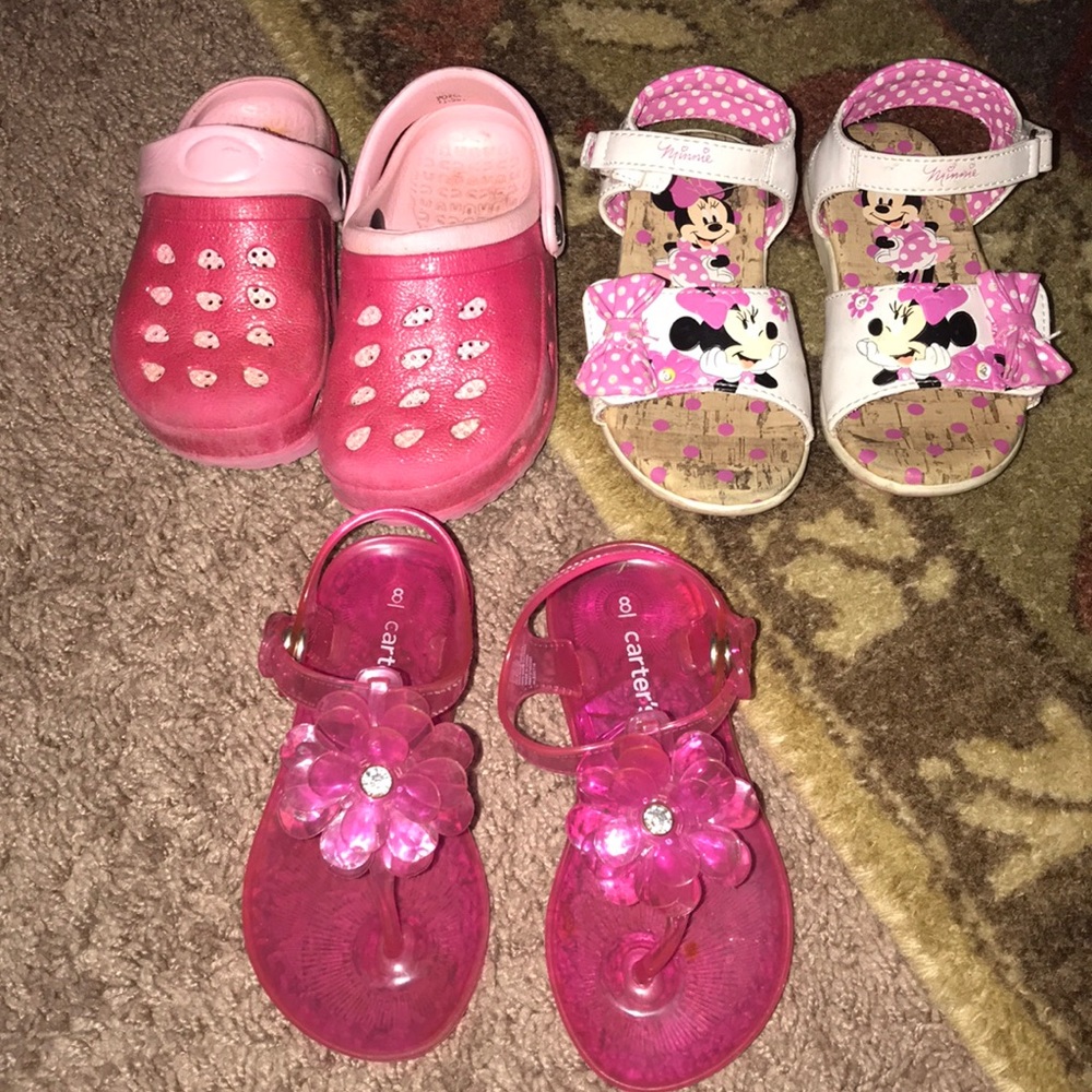 Lot of three slip on toddler girl shoes
