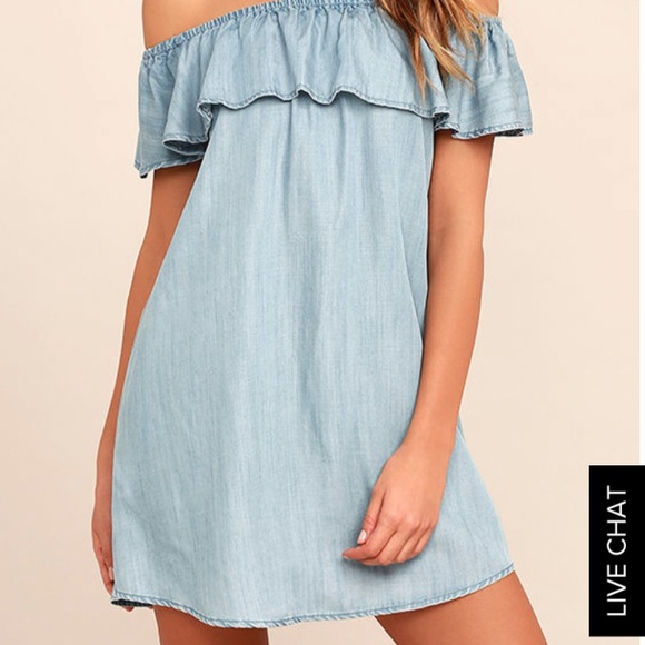 Zara Dresses & Skirts - Denim off the shoulder dress