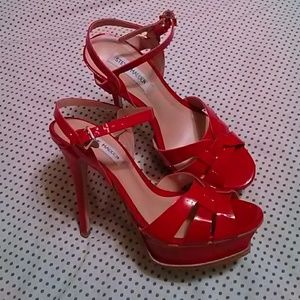 Red Steve Madden platform stiletto