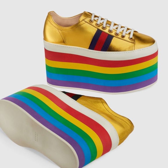rainbow platform tennis shoes