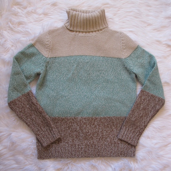 Boden Turtleneck Wool Blend Color Block 