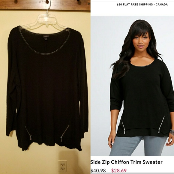 torrid Sweaters - Side Zip Chiffon Trim Sweater