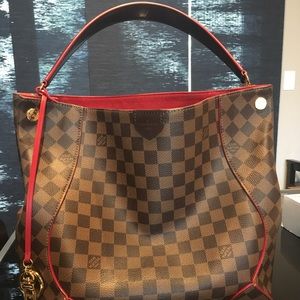 Louis Vuitton Caissa Hobo Damier Ebene Cerise