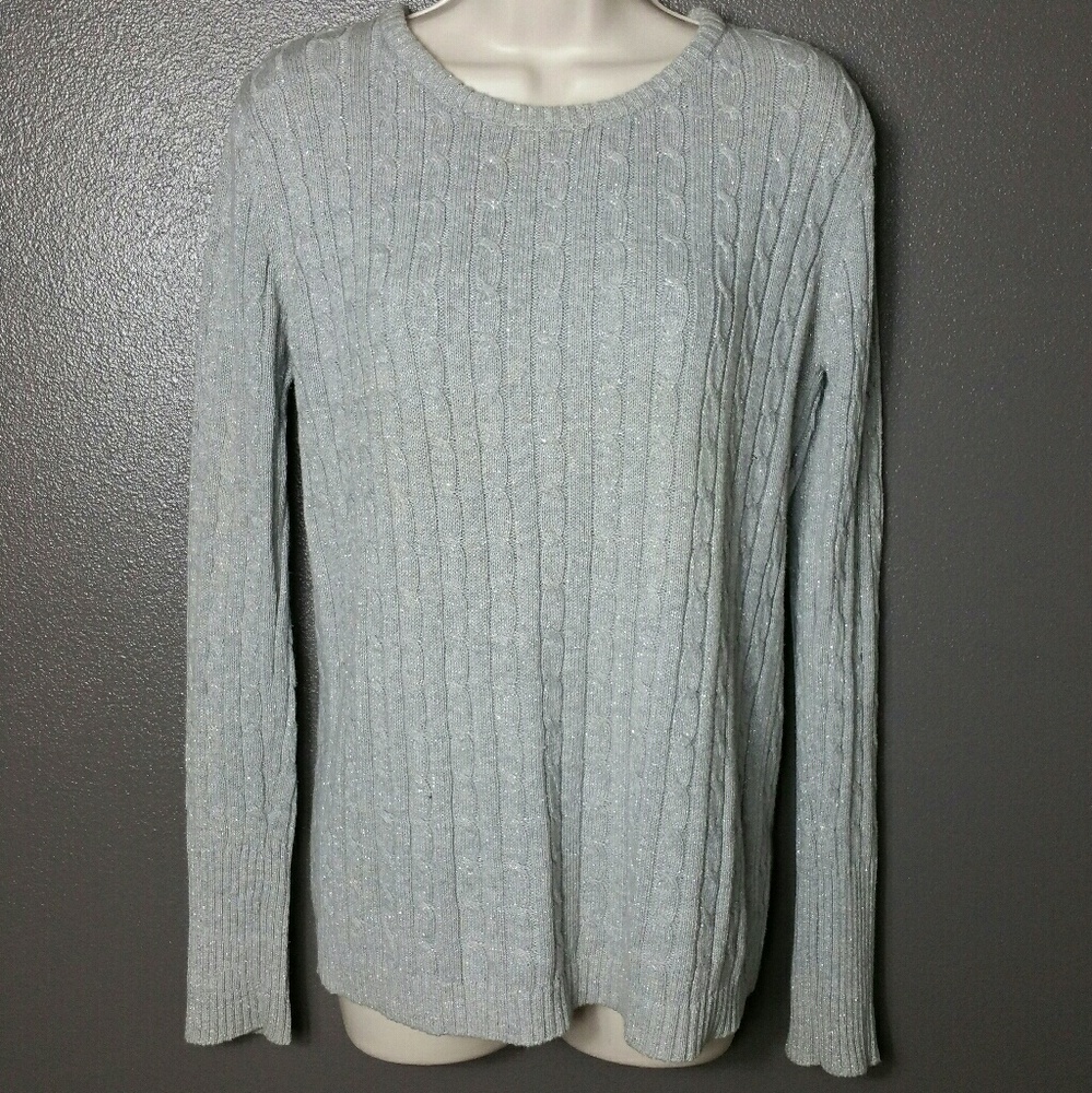 Vintage Silver Shimmer Cherokee Cable Knit Sweater